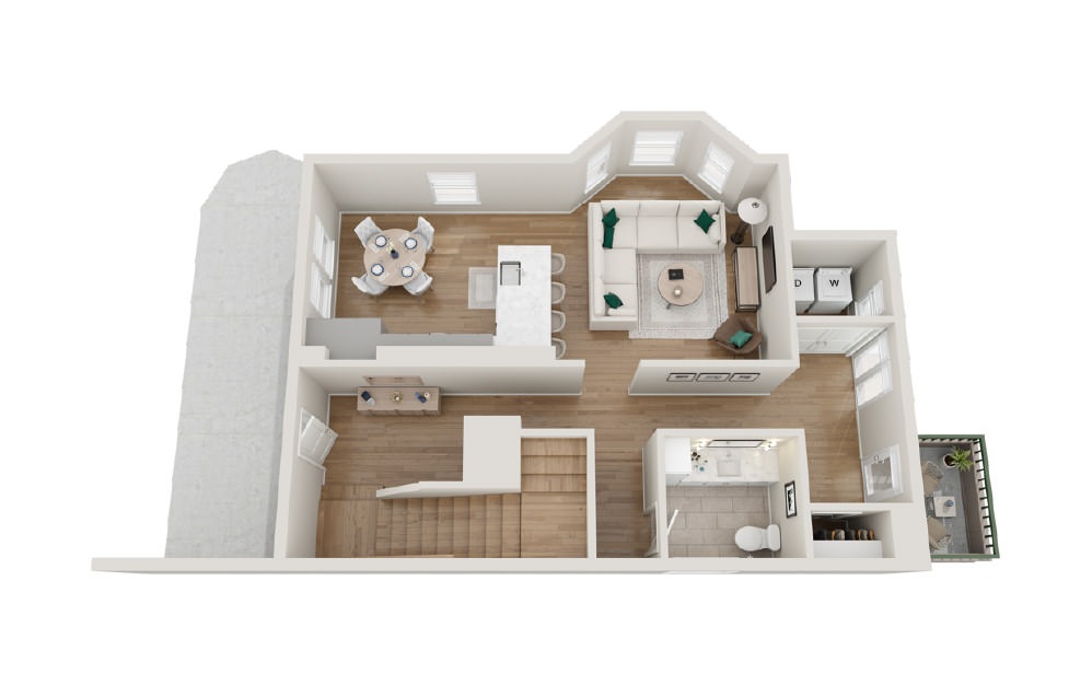 C4 Two Story Home - 3 bedroom floorplan layout with 2 baths and 1836 square feet. (Floor 1)