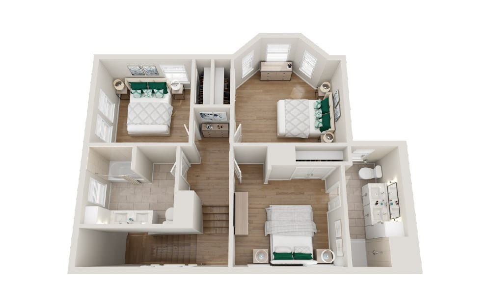 C4 Two Story Home - 3 bedroom floorplan layout with 2 baths and 1836 square feet. (Floor 2)