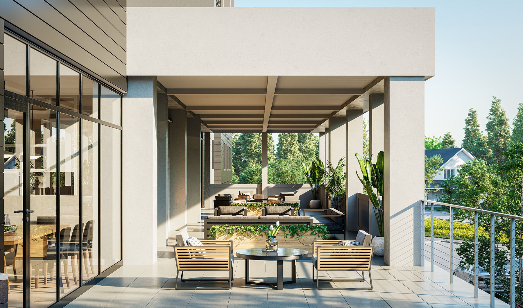 sanctuary winchester west apartments rendering showing outdoor terrace deck